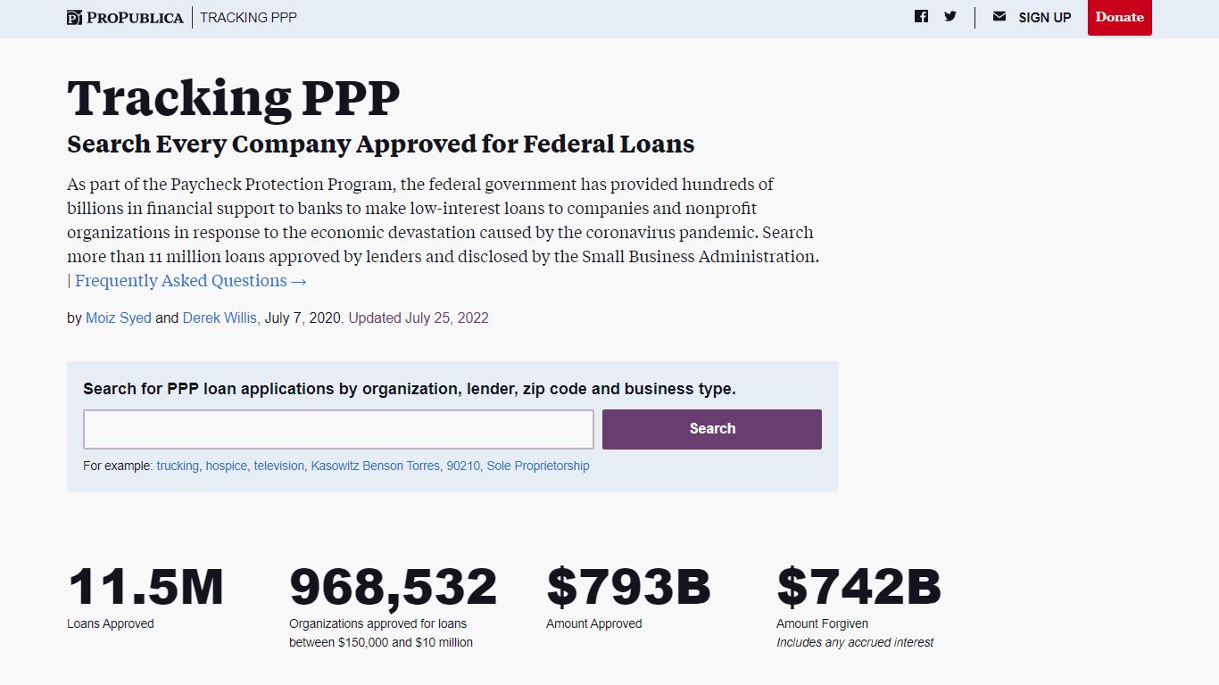 Tracking PPP: Search Every Company Approved for Federal Loans - ProPublica